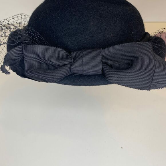 Lancaster Hat Womens Wool Black Netted WPL 4564 USA Steampunk MCM Look - Picture 3 of 10